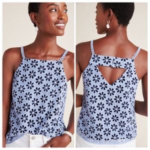 Maeve Anthropologie Quinn Textured Cami in Light / Navy Blue Size 12